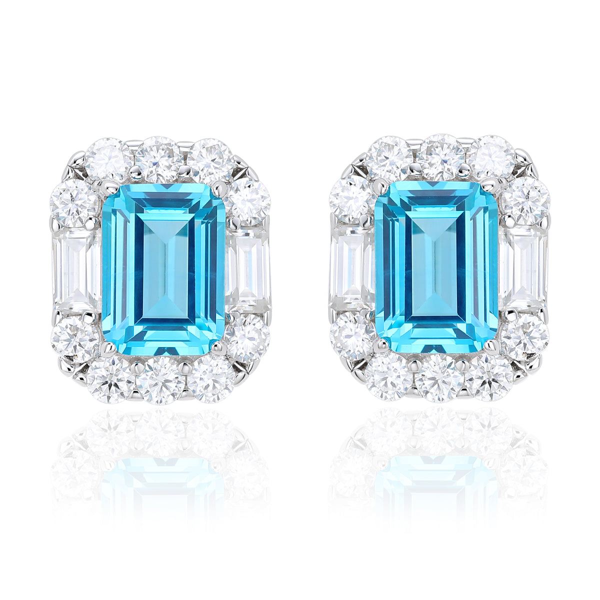 New Arrival S925 Pure Silver 5*7mm OCT Shape Multi-color Sapphire Earrings Sparkling Sunflower Surround Moissanite Colorful Gemstone Women Jewelry Gift