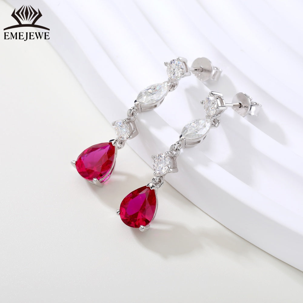 S925 Silver Pear Cut Rainbow Sapphire Tassel Earrings Moissanite Luxury Fine Jewelry For Ladies