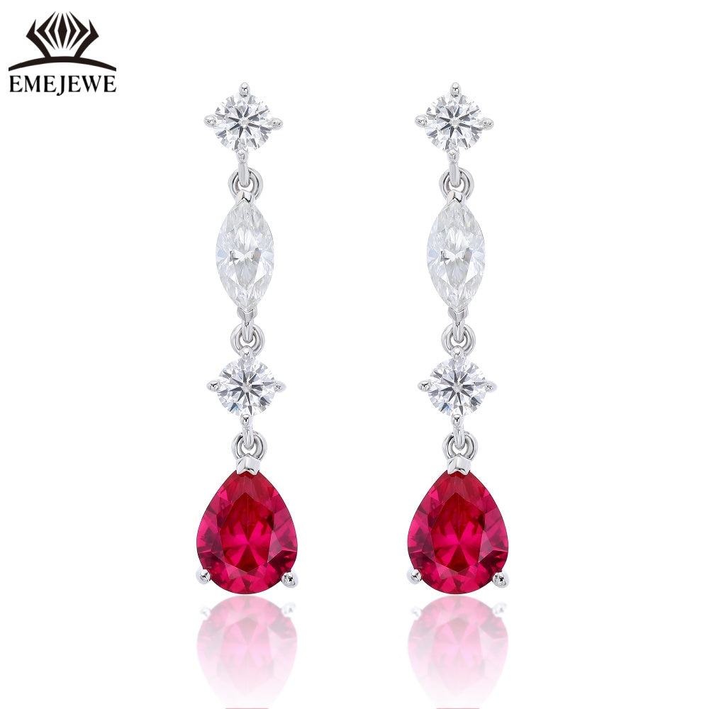 S925 Silver Pear Cut Rainbow Sapphire Tassel Earrings Moissanite Luxury Fine Jewelry For Ladies