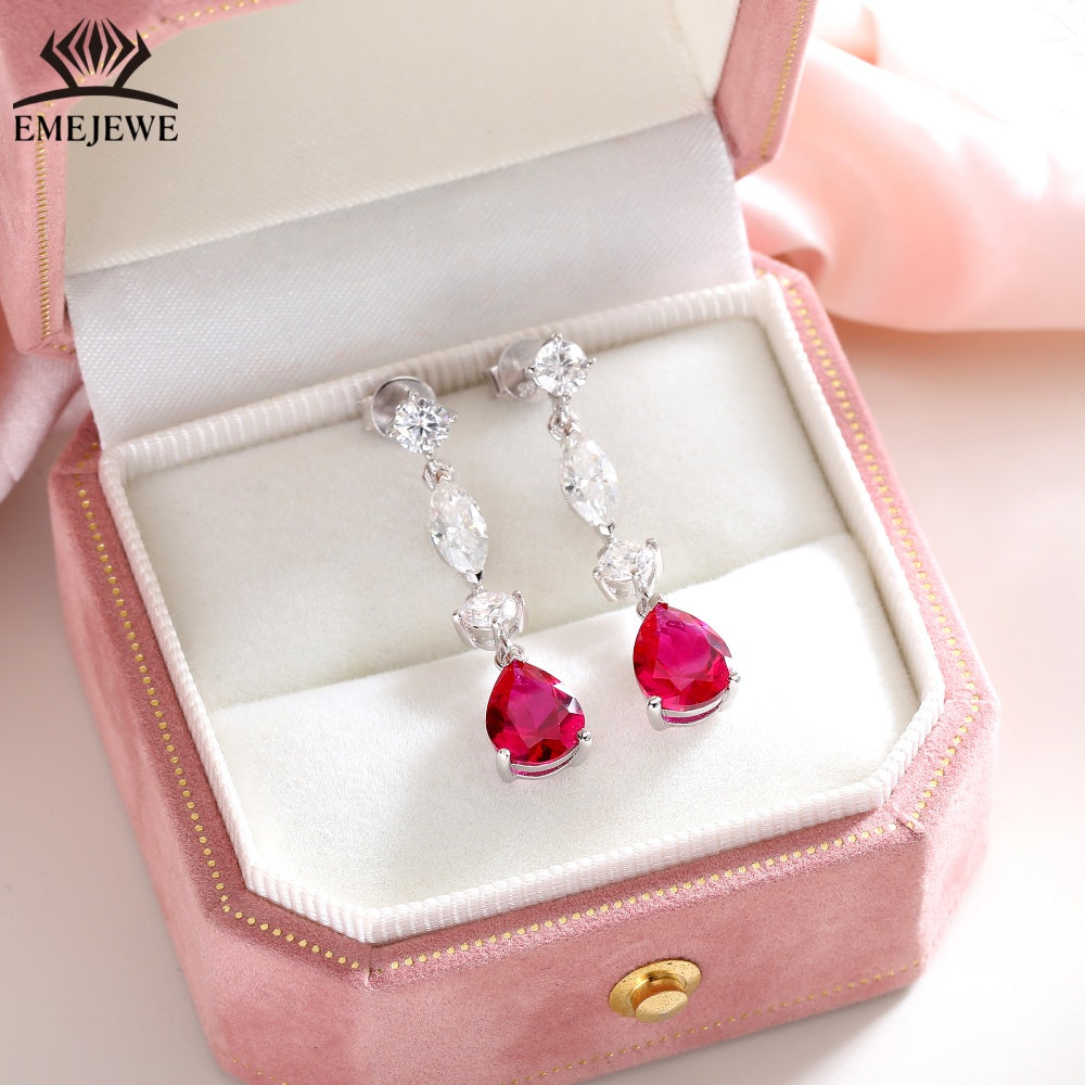 S925 Silver Pear Cut Rainbow Sapphire Tassel Earrings Moissanite Luxury Fine Jewelry For Ladies