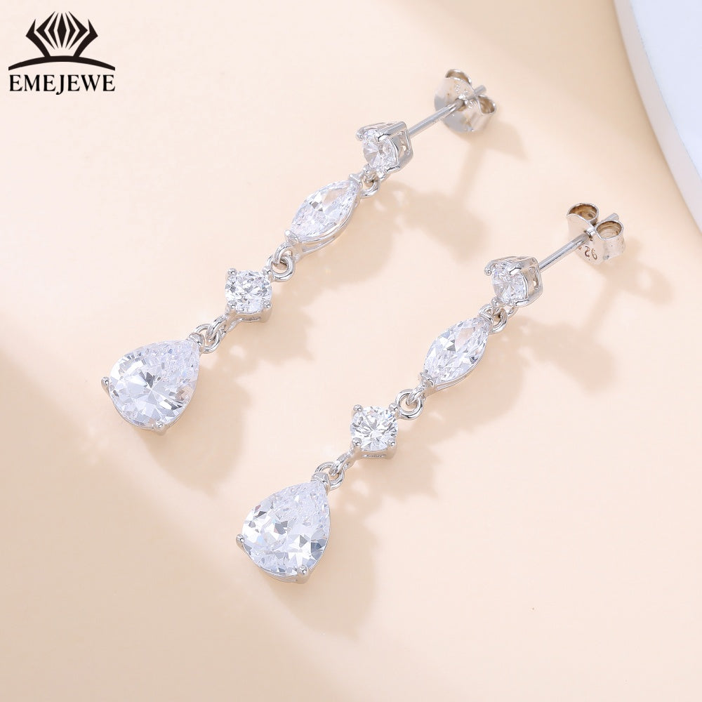 S925 Silver Pear Cut Rainbow Sapphire Tassel Earrings Moissanite Luxury Fine Jewelry For Ladies