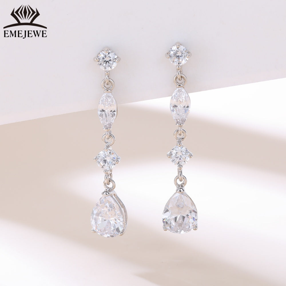S925 Silver Pear Cut Rainbow Sapphire Tassel Earrings Moissanite Luxury Fine Jewelry For Ladies