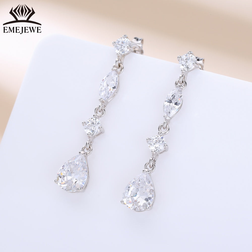 S925 Silver Pear Cut Rainbow Sapphire Tassel Earrings Moissanite Luxury Fine Jewelry For Ladies