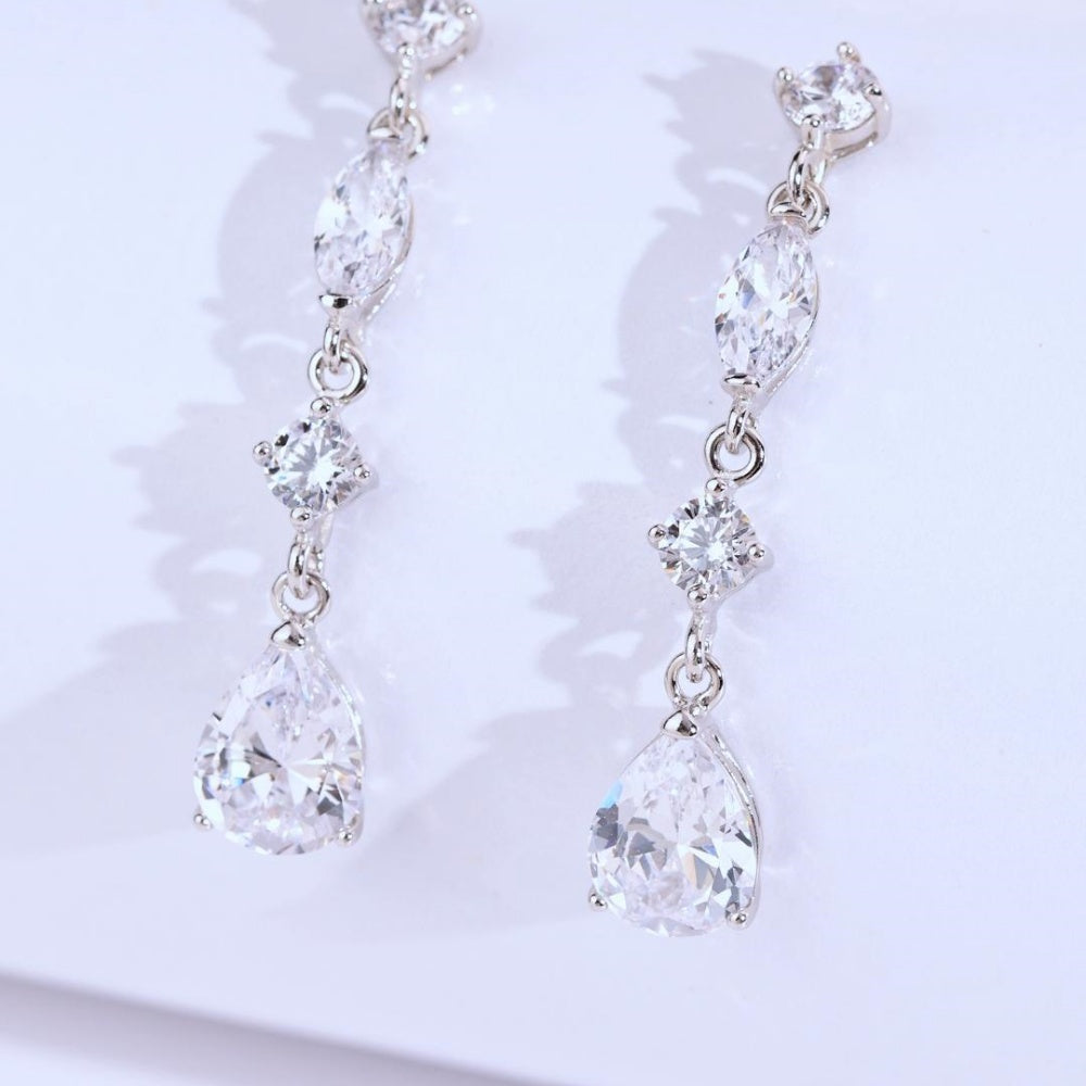 S925 Silver Pear Cut Rainbow Sapphire Tassel Earrings Moissanite Luxury Fine Jewelry For Ladies