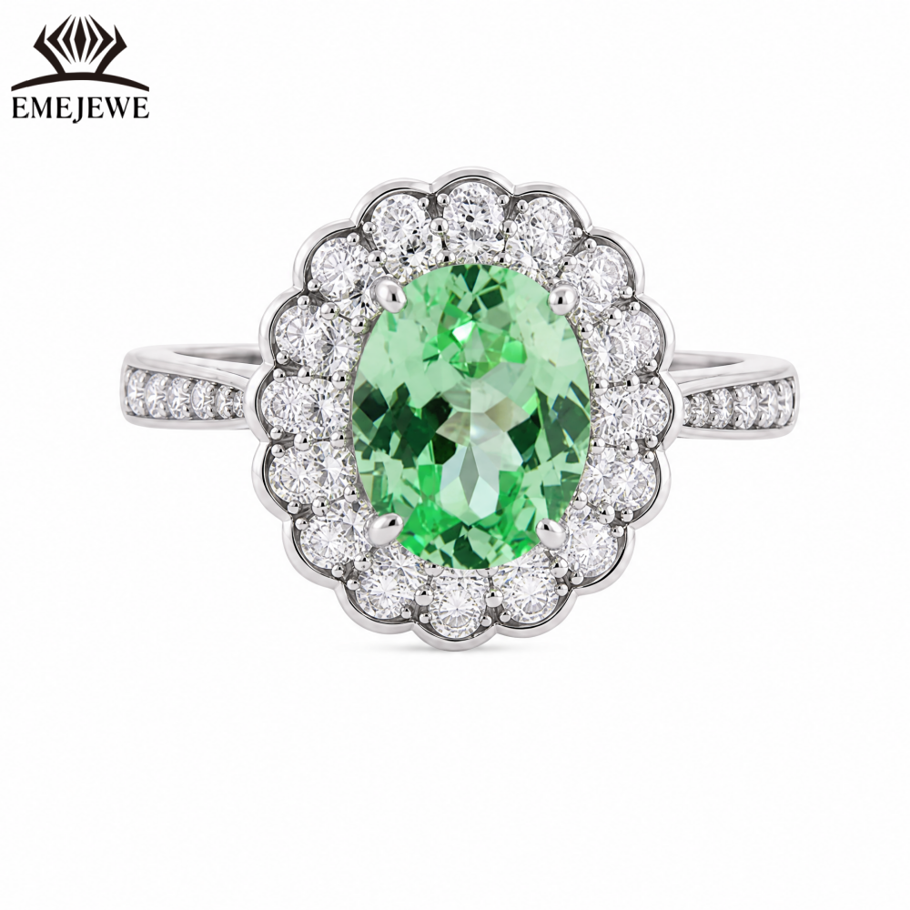 925 Sterling Silver Classic Wedding Sapphire Halo Ring White Moissanite Surrounded Oval Gemstone Women Engagement Fine