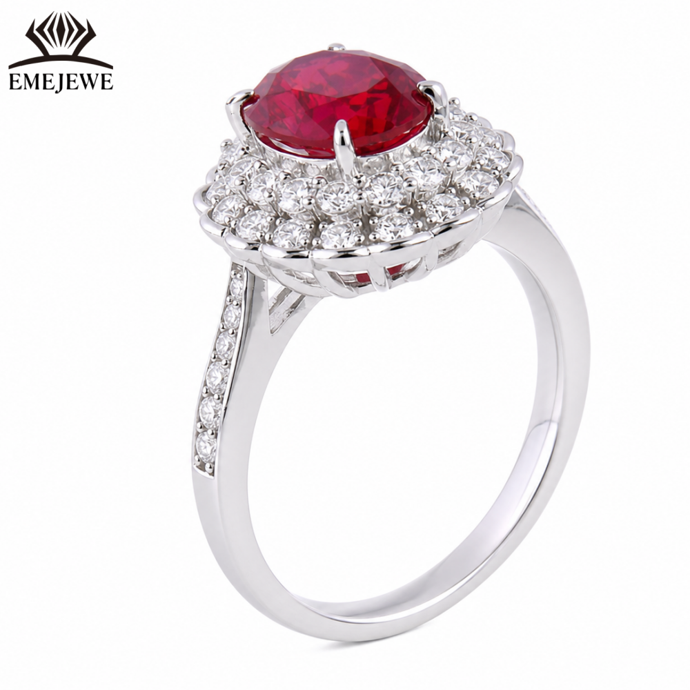925 Sterling Silver Classic Wedding Sapphire Halo Ring White Moissanite Surrounded Oval Gemstone Women Engagement Fine