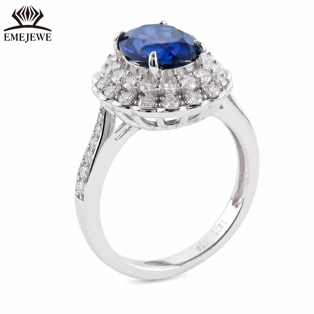925 Sterling Silver Classic Wedding Sapphire Halo Ring White Moissanite Surrounded Oval Gemstone Women Engagement Fine