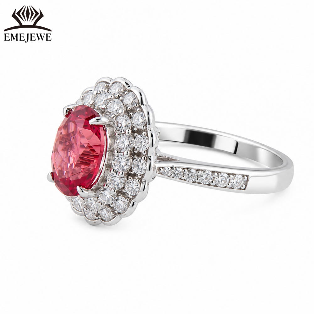 925 Sterling Silver Classic Wedding Sapphire Halo Ring White Moissanite Surrounded Oval Gemstone Women Engagement Fine
