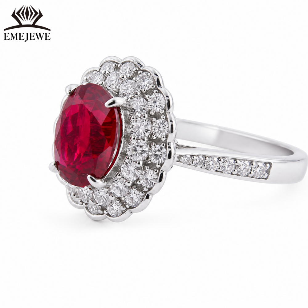 925 Sterling Silver Classic Wedding Sapphire Halo Ring White Moissanite Surrounded Oval Gemstone Women Engagement Fine