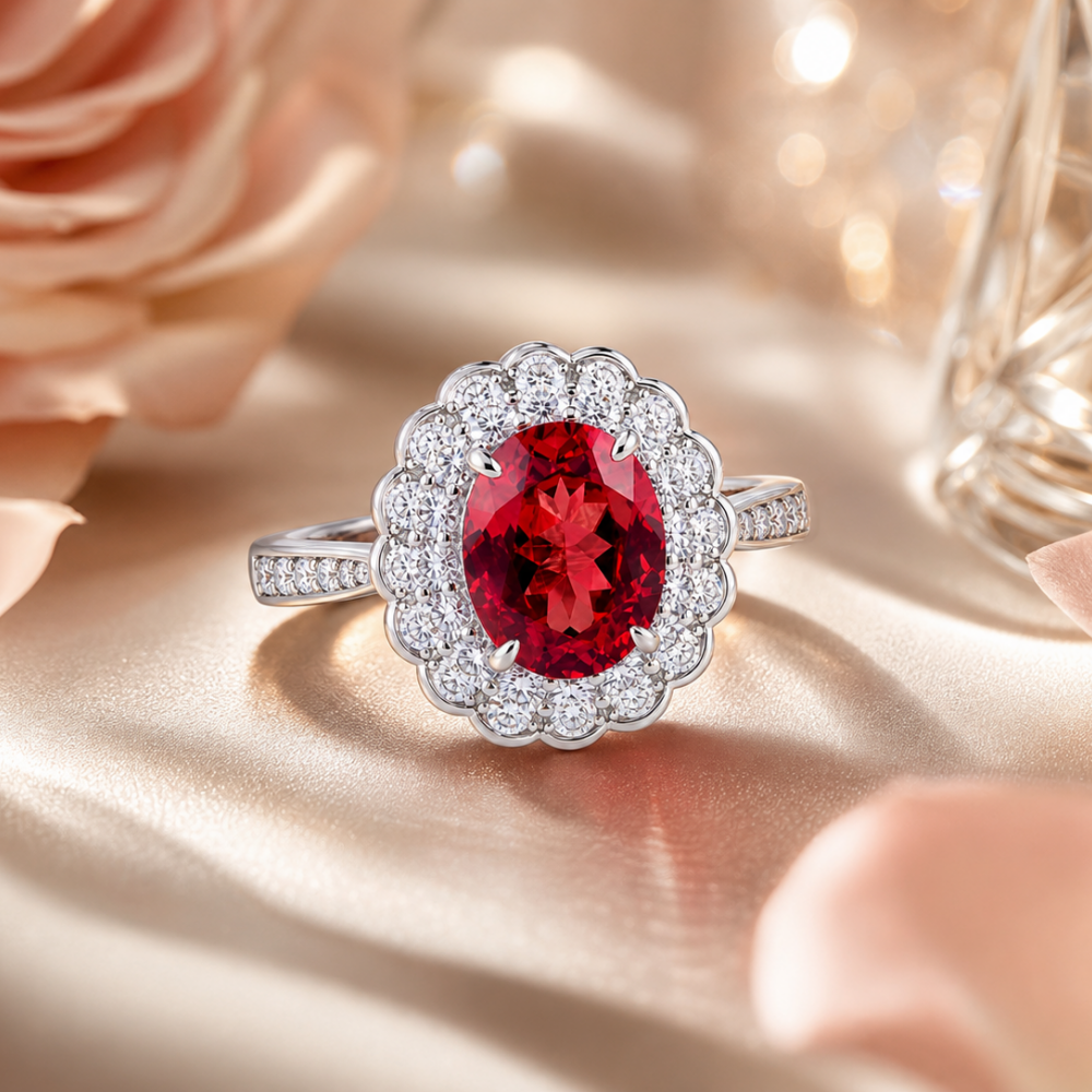 925 Sterling Silver Classic Wedding Sapphire Halo Ring White Moissanite Surrounded Oval Gemstone Women Engagement Fine