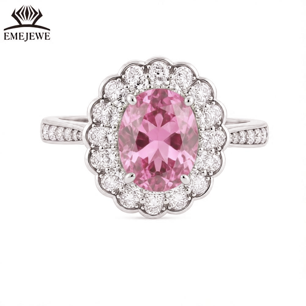 925 Sterling Silver Classic Wedding Sapphire Halo Ring White Moissanite Surrounded Oval Gemstone Women Engagement Fine