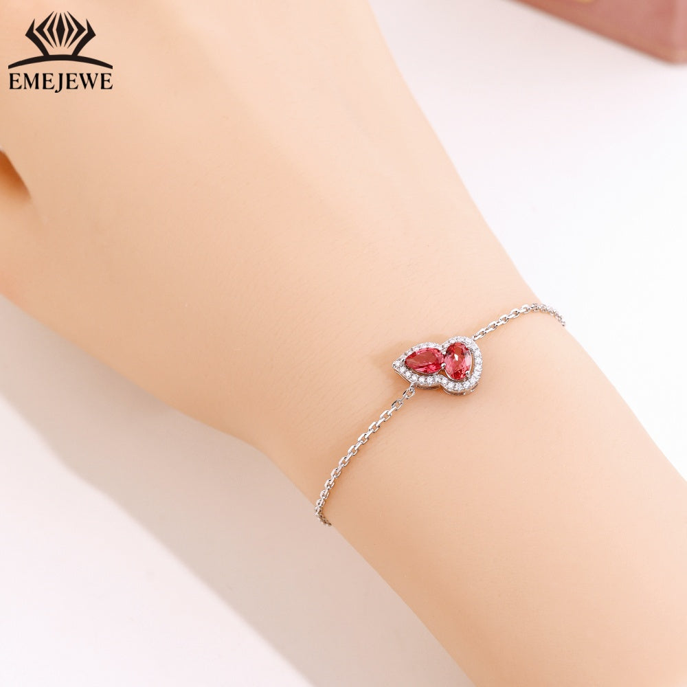 S925 silver sapphire chain bracelet with gourd shaped claws inlaid with romantic party jewelry