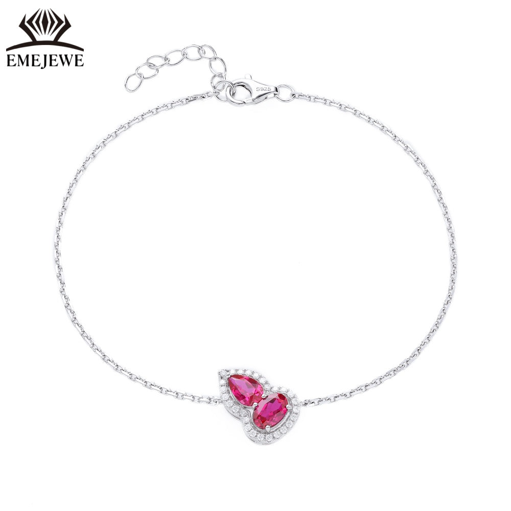 S925 silver sapphire chain bracelet with gourd shaped claws inlaid with romantic party jewelry