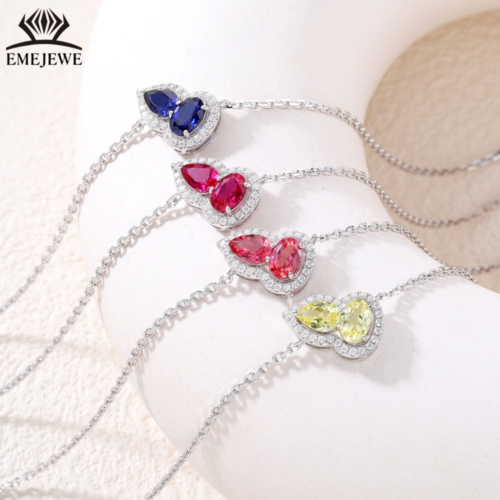 S925 silver sapphire chain bracelet with gourd shaped claws inlaid with romantic party jewelry