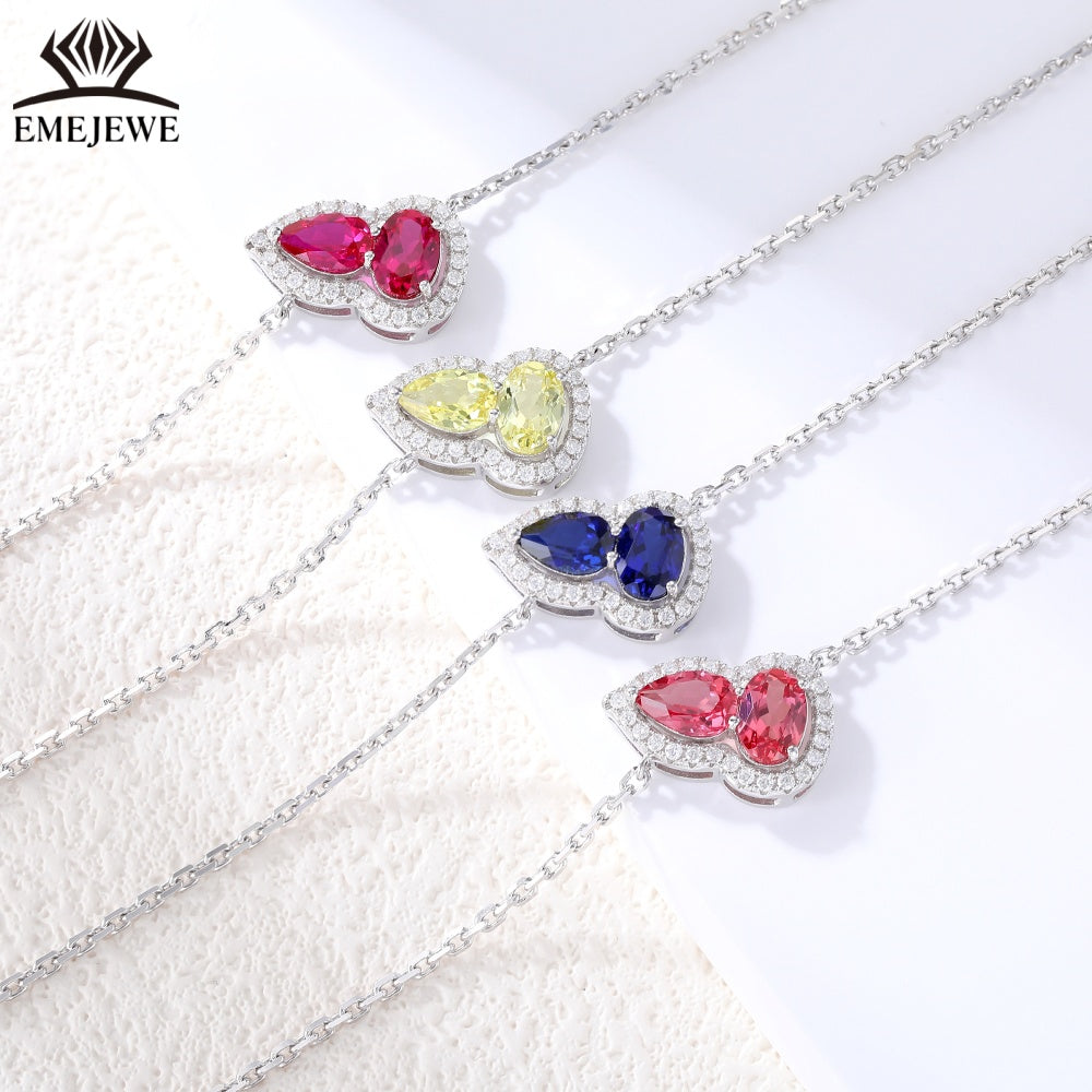 S925 silver sapphire chain bracelet with gourd shaped claws inlaid with romantic party jewelry