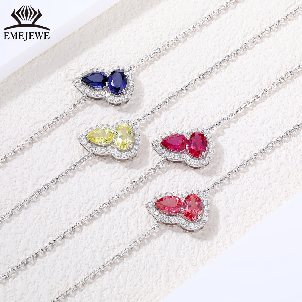 S925 silver sapphire chain bracelet with gourd shaped claws inlaid with romantic party jewelry