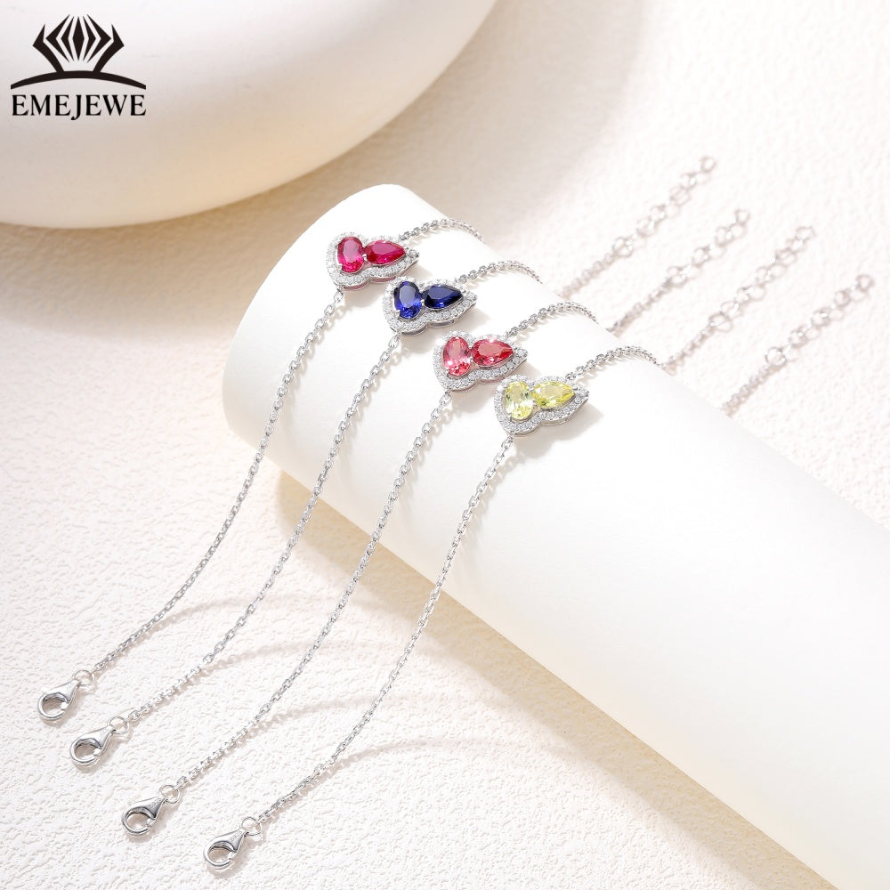 S925 silver sapphire chain bracelet with gourd shaped claws inlaid with romantic party jewelry