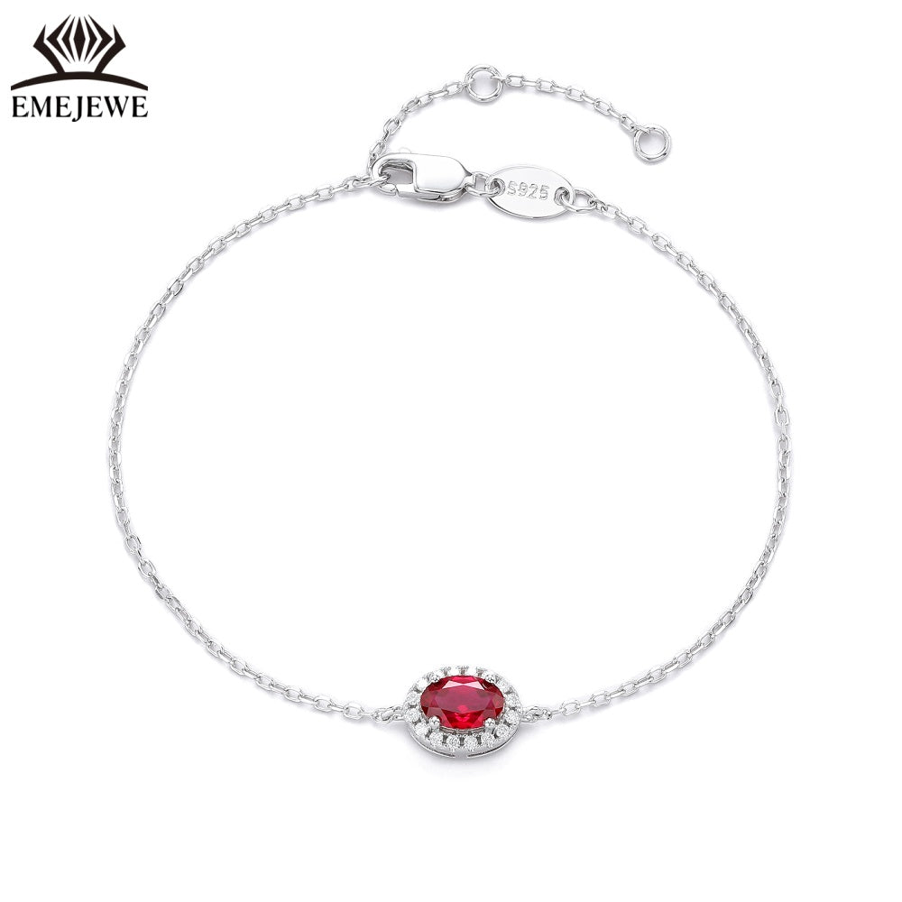 925 sterling silver Oval 4 * 6mm ruby&royal sapphire bracelet Third Party Certified