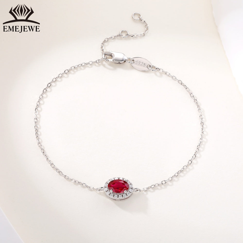 925 sterling silver Oval 4 * 6mm ruby&royal sapphire bracelet Third Party Certified