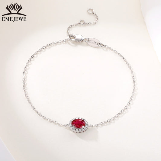 925 sterling silver Oval 4 * 6mm ruby&royal sapphire bracelet Third Party Certified