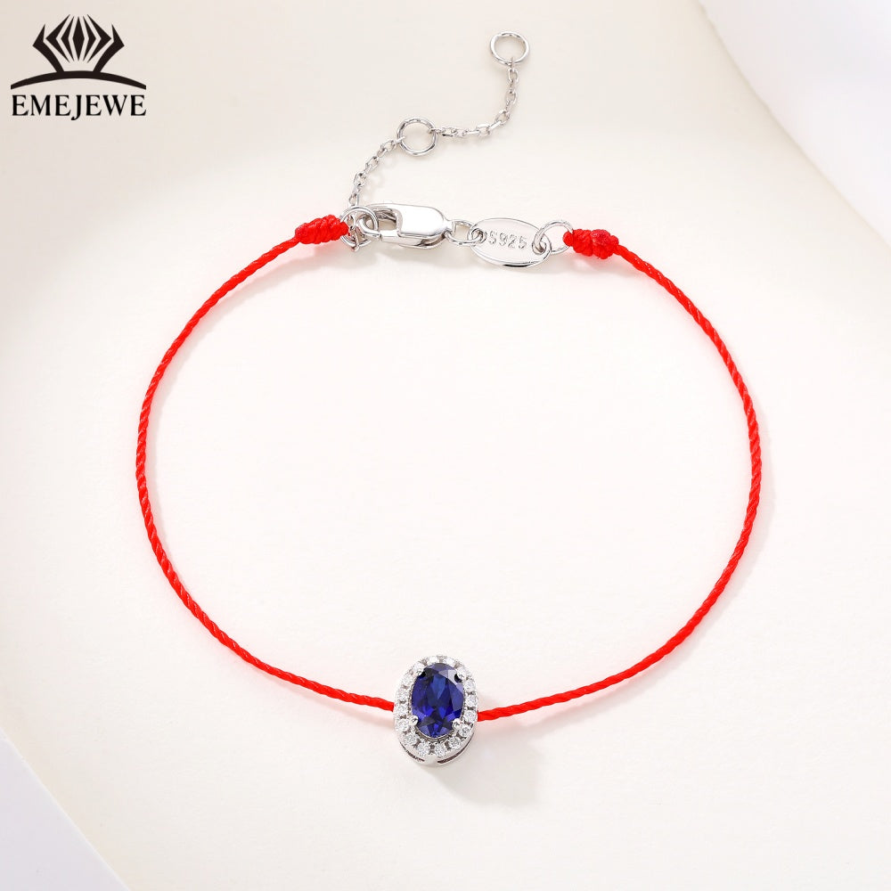 925 sterling silver Oval 4 * 6mm ruby&royal sapphire bracelet Third Party Certified