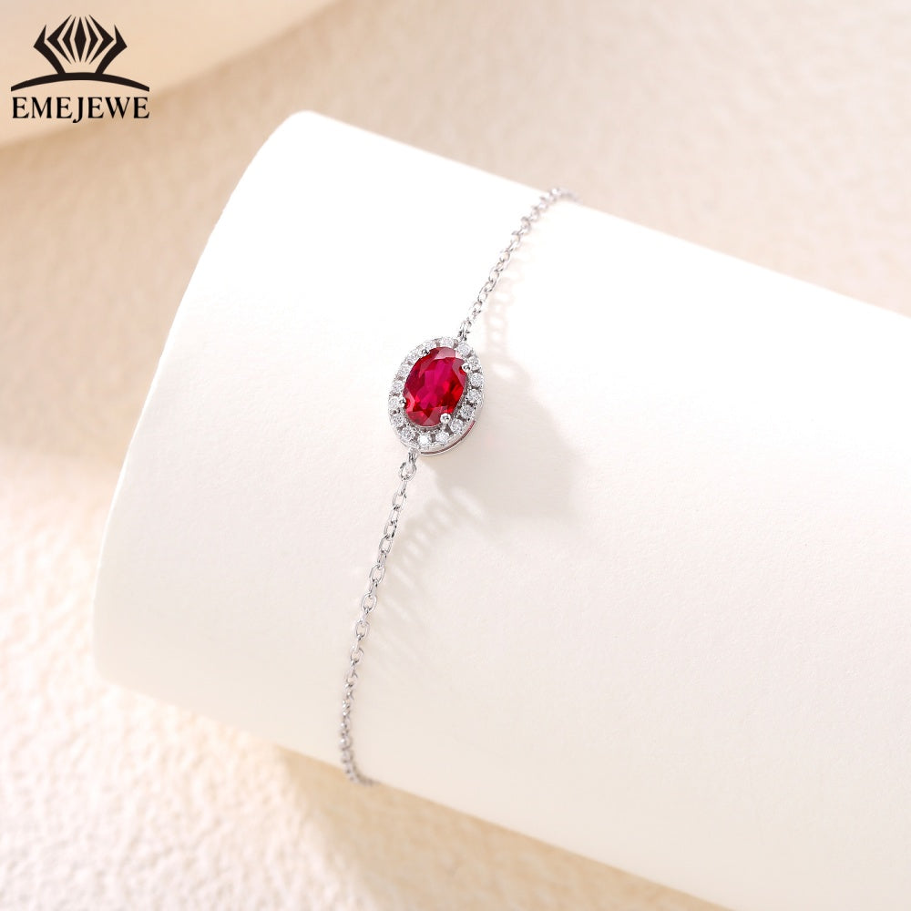 925 sterling silver Oval 4 * 6mm ruby&royal sapphire bracelet Third Party Certified