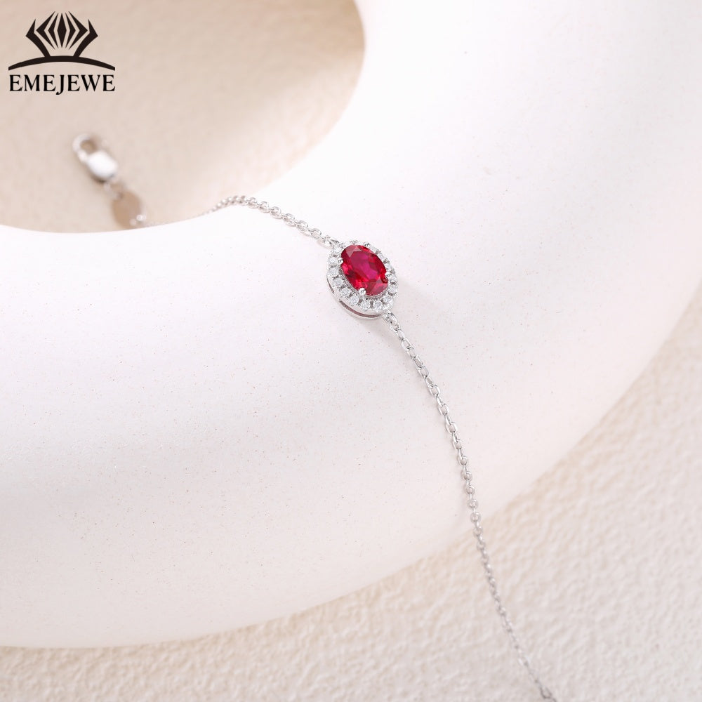 925 sterling silver Oval 4 * 6mm ruby&royal sapphire bracelet Third Party Certified