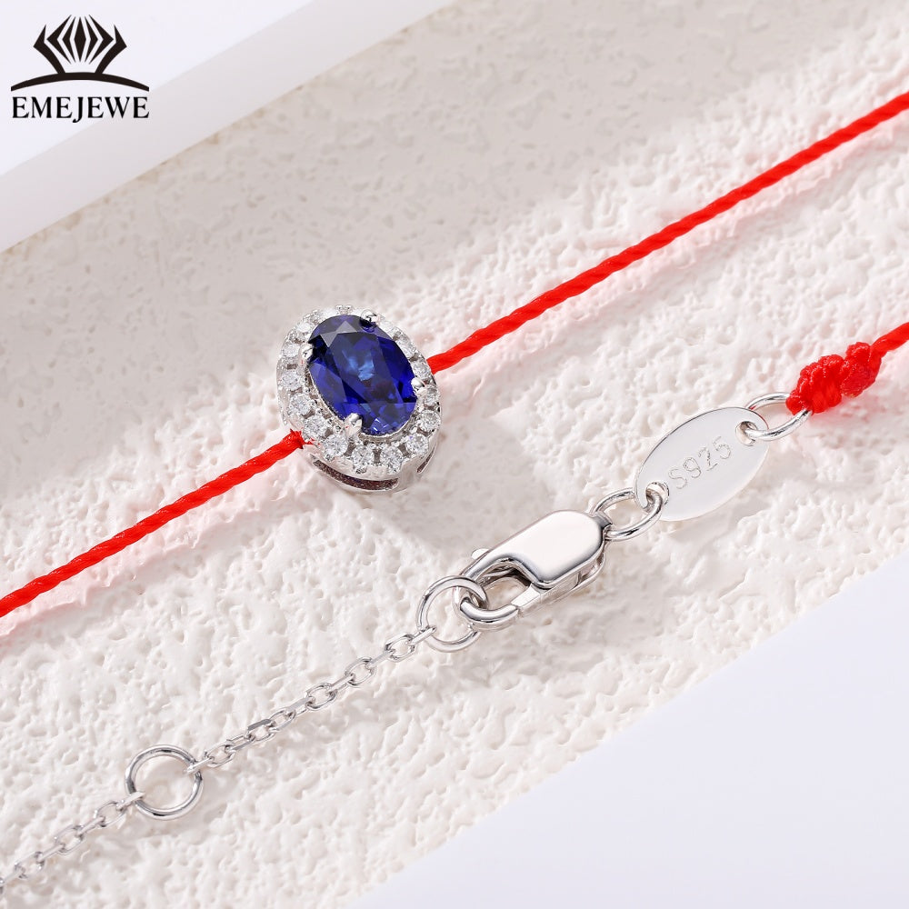 925 sterling silver Oval 4 * 6mm ruby&royal sapphire bracelet Third Party Certified