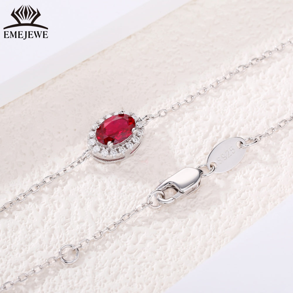 925 sterling silver Oval 4 * 6mm ruby&royal sapphire bracelet Third Party Certified