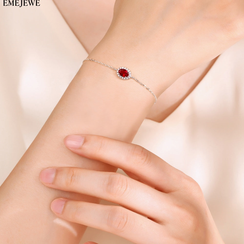 925 sterling silver Oval 4 * 6mm ruby&royal sapphire bracelet Third Party Certified