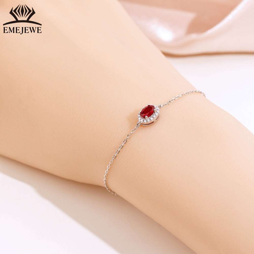 925 sterling silver Oval 4 * 6mm ruby&royal sapphire bracelet Third Party Certified