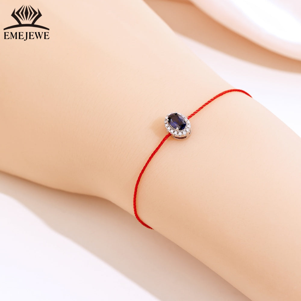 925 sterling silver Oval 4 * 6mm ruby&royal sapphire bracelet Third Party Certified