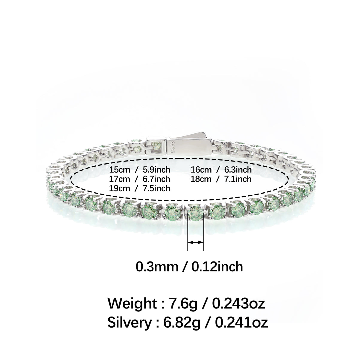Sterling Silver Marquise Cut Green Moissanite Tennis Bracelet for Women Platinum Plated Classic Style Third Party